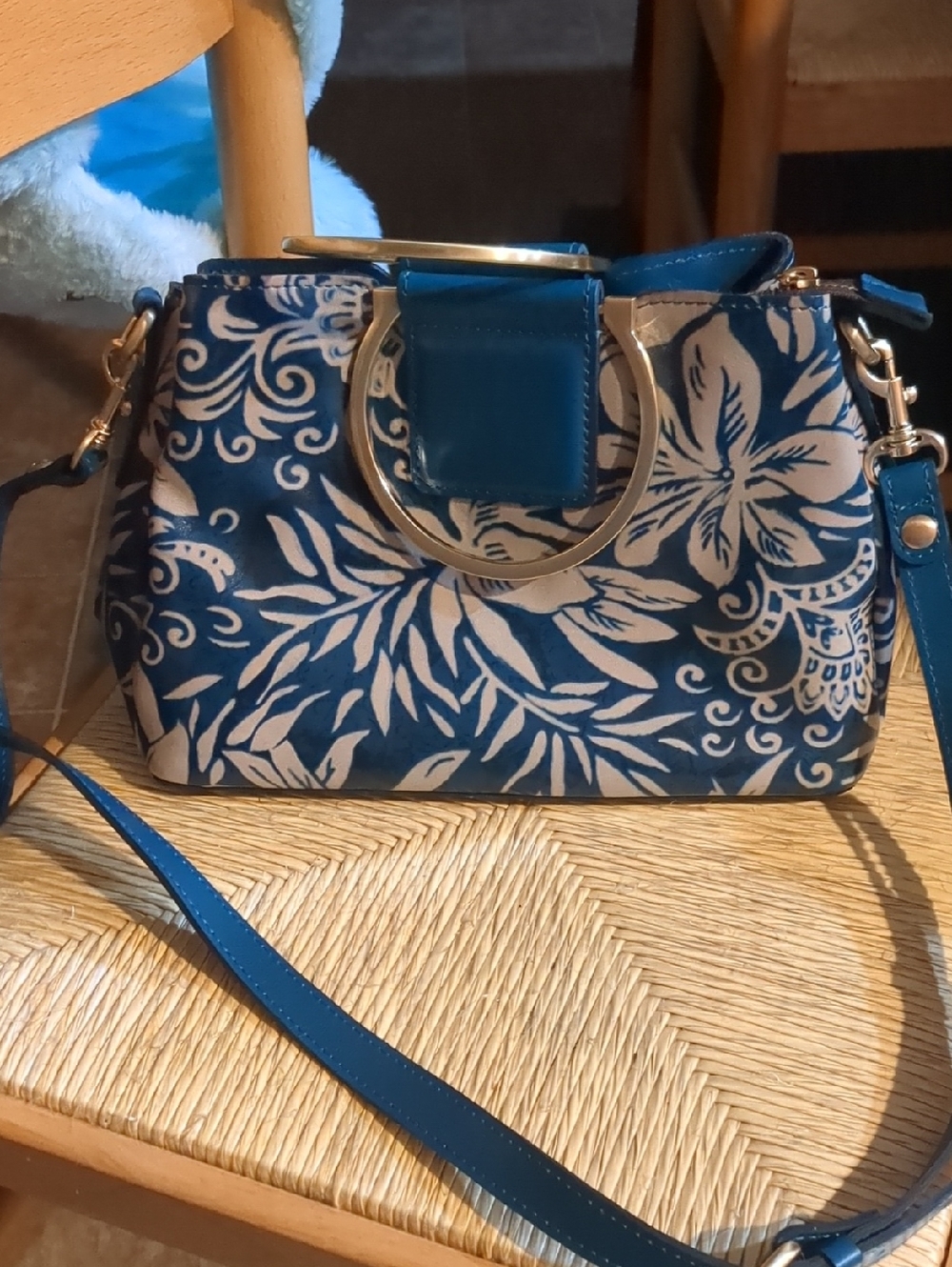 Patricia Nash Empoli Navy / White Satchel Bag New Without Tag